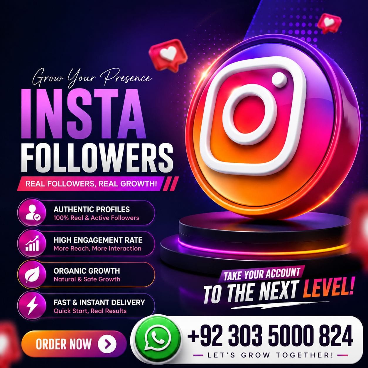 Instagram Followers Growth Chart - 2.5M+ Delivered